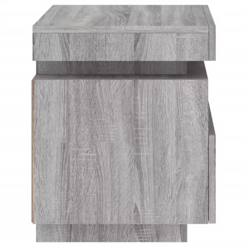  2 db szürke sonoma éjjeliszekrény LED-fényekkel 40x39x48,5 cm