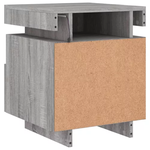  2 db szürke sonoma éjjeliszekrény LED-fényekkel 40x39x48,5 cm