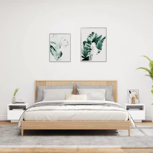  2 db fehér éjjeliszekrény LED-világítással 40 x 39 x 37 cm