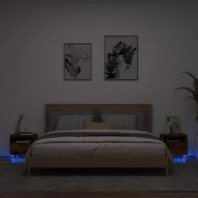    2 db sonoma tölgy színű éjjeliszekrény LED-ekkel 40x39x37 cm