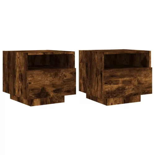  2 db sonoma tölgy színű éjjeliszekrény LED-ekkel 40x39x37 cm