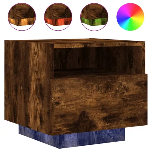  2 db sonoma tölgy színű éjjeliszekrény LED-ekkel 40x39x37 cm