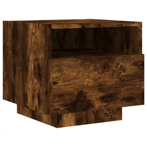  2 db sonoma tölgy színű éjjeliszekrény LED-ekkel 40x39x37 cm