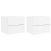  2 db fehér falra szerelhető éjjeliszekrény LED-világítással