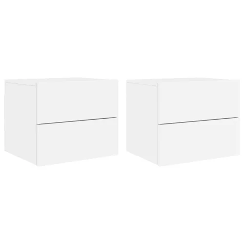  2 db fehér falra szerelhető éjjeliszekrény LED-világítással