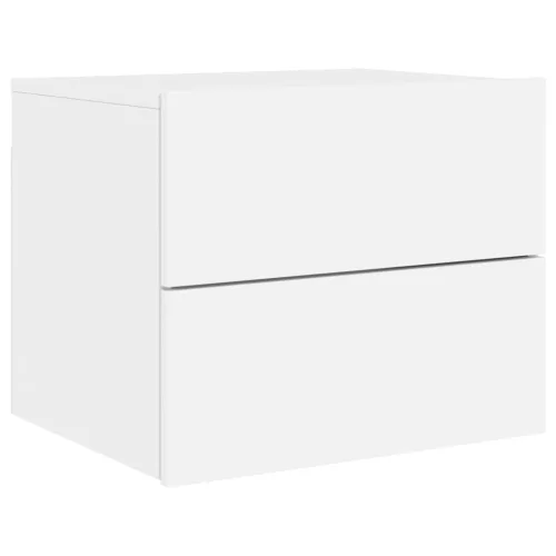  2 db fehér falra szerelhető éjjeliszekrény LED-világítással