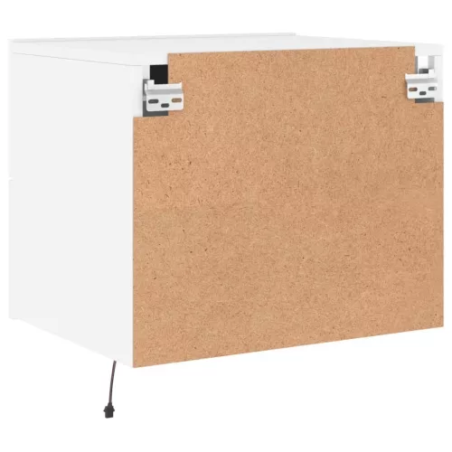  2 db fehér falra szerelhető éjjeliszekrény LED-világítással