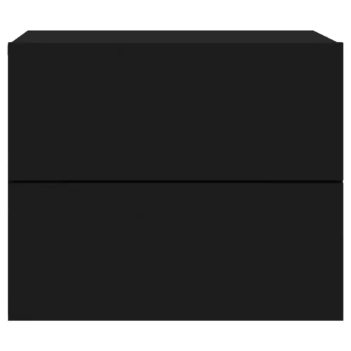  2 db fekete falra szerelhető éjjeliszekrény LED-világítással