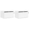  2 db fehér falra szerelhető éjjeliszekrény LED-világítással