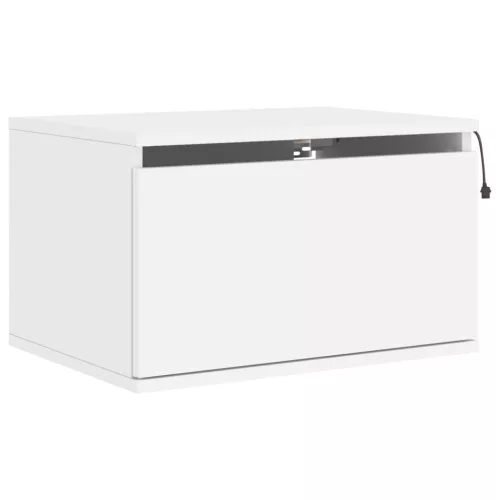  2 db fehér falra szerelhető éjjeliszekrény LED-világítással