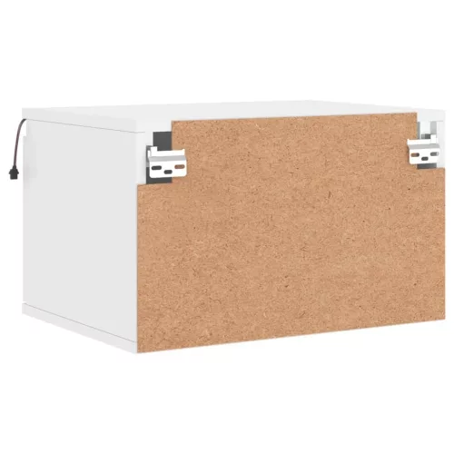  2 db fehér falra szerelhető éjjeliszekrény LED-világítással