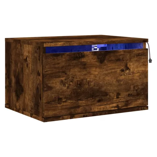  füstös sonoma színű fali éjjeliszekrény LED-világítással