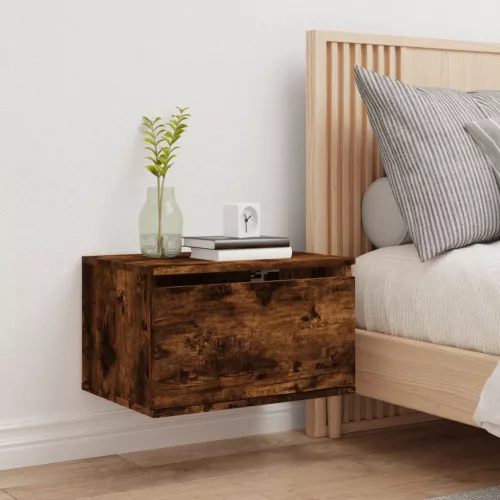  füstös sonoma színű fali éjjeliszekrény LED-világítással