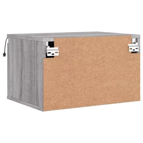  2 db szürke sonoma színű fali éjjeliszekrény LED-világítással