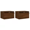  2 db barna tölgy színű éjjeliszekrény LED-világítással