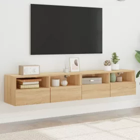    2 db sonoma tölgy színű szerelt fa fali TV-szekrény 80x30x30 cm