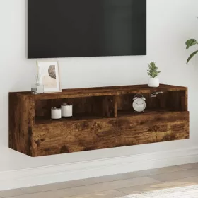    füstös tölgy színű szerelt fa fali TV-szekrény 100 x 30 x 30 cm