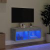  betonszürke TV-szekrény LED-világítással 80 x 30 x 30 cm