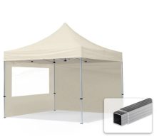   Professional összecsukható sátrak ECO 300 g/m2 ponyvával, alumínium szerkezettel, 2 oldalfallal - 3x3m krém