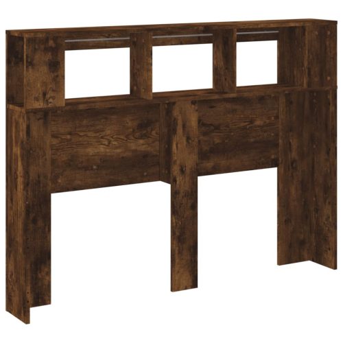  füstüs tölgy színű szerelt fa LED-es fejtámla 140x18,5x103,5 cm