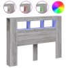  szürke sonoma szerelt fa LED-es fejtámla 140x18,5x103,5 cm