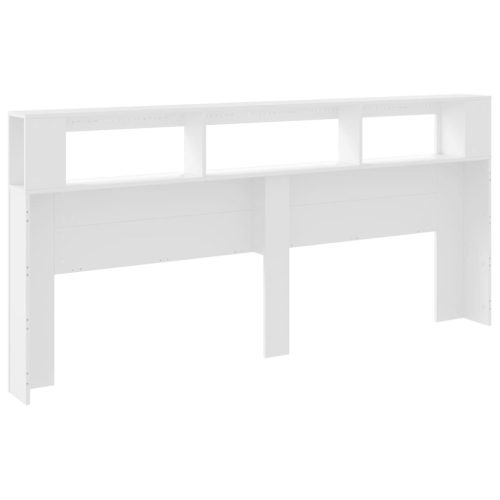  fehér szerelt fa LED-es fejtámla 220x18,5x103,5 cm