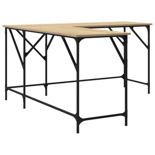  sonoma tölgy színű szerelt fa íróasztal 149x149x75 cm