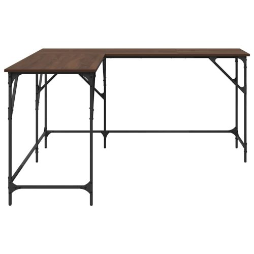  barna tölgyszínű szerelt fa íróasztal 149x149x75 cm