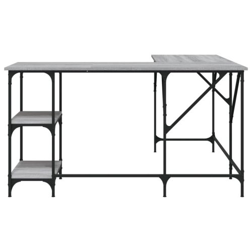  szürke sonoma színű szerelt fa íróasztal 139 x 139 x 75 cm