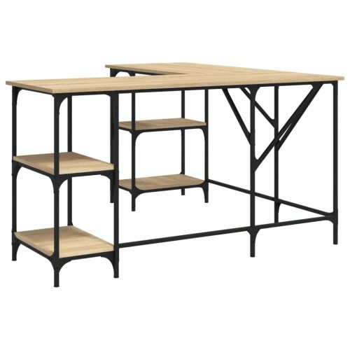  sonoma tölgy színű mű fa íróasztal 139x139x75 cm