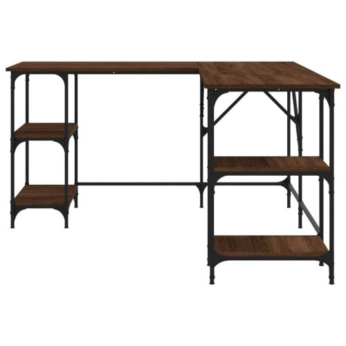  barna tölgyszínű szerelt fa íróasztal 139x139x75 cm