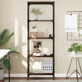    5 szintes füstös tölgy szerelt fa könyvespolc 59 x 35 x 132 cm