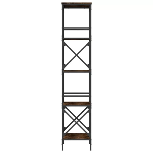  5 szintes füstös tölgy szerelt fa könyvespolc 59 x 35 x 132 cm