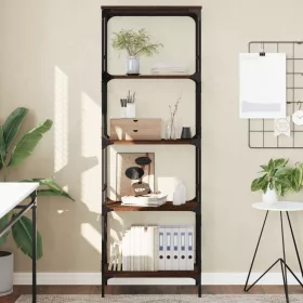    5 szintes barna tölgy színű szerelt fa könyvespolc 56x35x171 cm