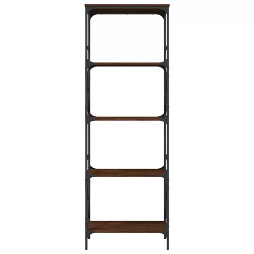  5 szintes barna tölgy színű szerelt fa könyvespolc 56x35x171 cm