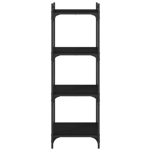  4 szintes fekete szerelt fa könyvespolc 40 x 30 x 120 cm