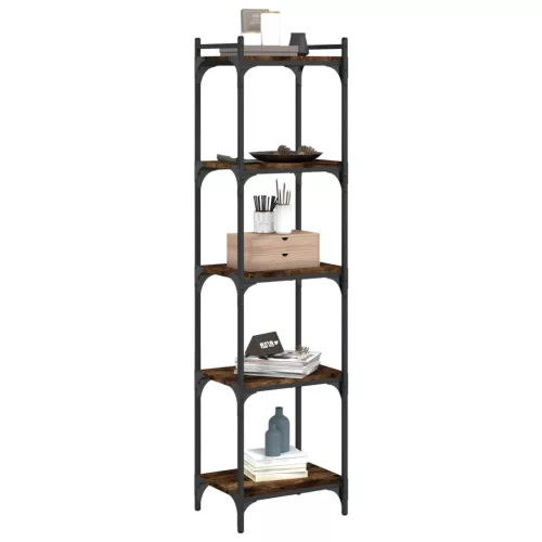  5 szintes füstös tölgy szerelt fa könyvespolc 40 x 30 x 154 cm