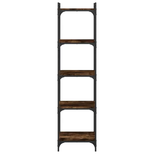  5 szintes füstös tölgy szerelt fa könyvespolc 40 x 30 x 154 cm