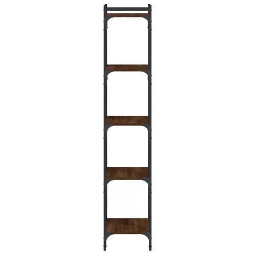  5 szintes barna tölgy színű szerelt fa könyvespolc 40x30x154 cm