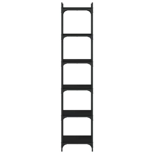  6 szintes fekete szerelt fa könyvespolc 40 x 30 x 188 cm