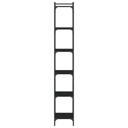  6 szintes fekete szerelt fa könyvespolc 40 x 30 x 188 cm