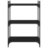  3 szintes fekete szerelt fa könyvespolc 60x30x86 cm