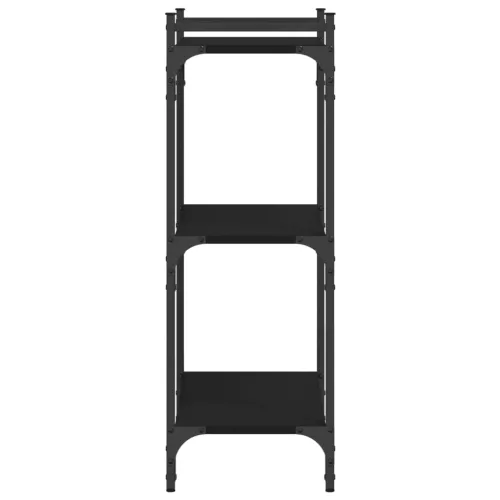  3 szintes fekete szerelt fa könyvespolc 60x30x86 cm