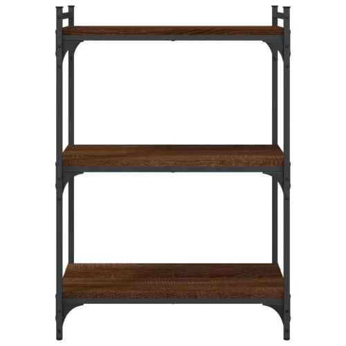  3 szintes barna tölgyszínű fa könyvespolc 60x30x86 cm