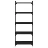  5 szintes fekete szerelt fa könyvespolc 60 x 30 x 154 cm
