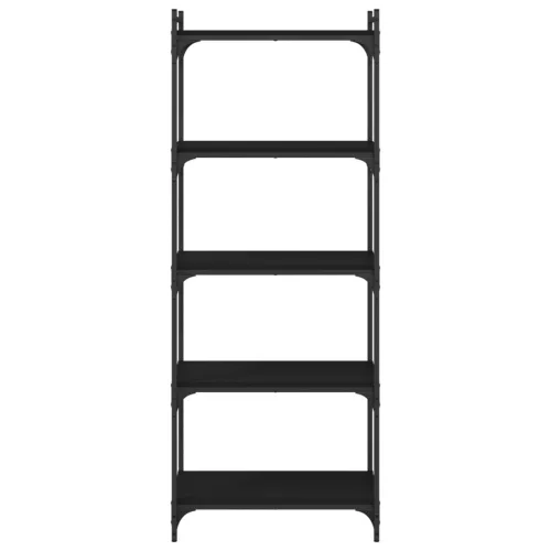  5 szintes fekete szerelt fa könyvespolc 60 x 30 x 154 cm
