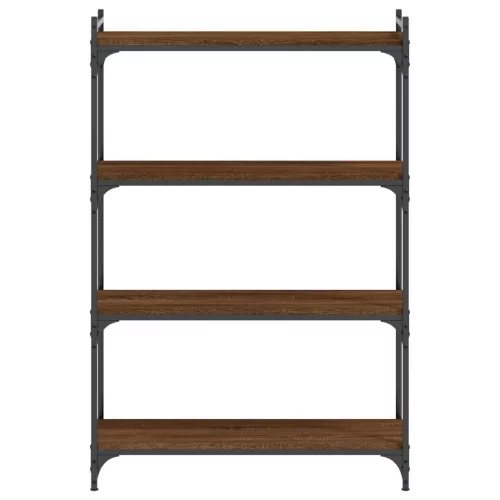  4 szintes barna tölgy színű szerelt fa könyvespolc 80x30x120 cm