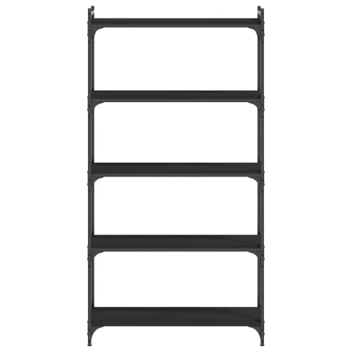  5 szintes fekete szerelt fa könyvespolc 80 x 30 x 154 cm