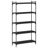  5 szintes fekete szerelt fa könyvespolc 80 x 30 x 154 cm