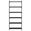  6 szintes fekete szerelt fa könyvespolc 80 x 30 x 188 cm